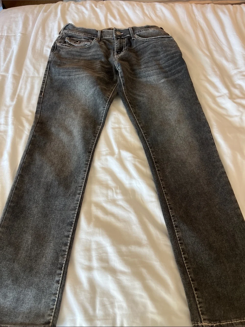 True Religion GENO Gray Washed Back Pocket Jeans